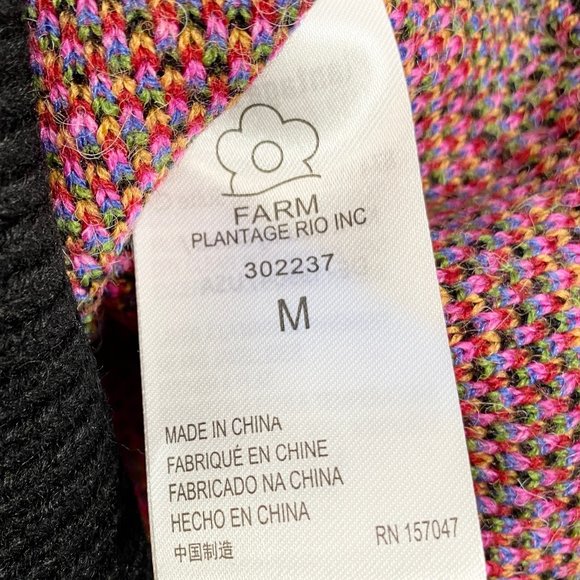 NWT! FARM RIO Mixed Scarves Black Sweater M - Picture 15 of 16